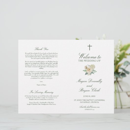 Megan Christelijk Cross Wedding Ceremony Programma (Staand voorkant)