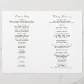 Megan Christian Mariage Cérémonie Programme (Dos)