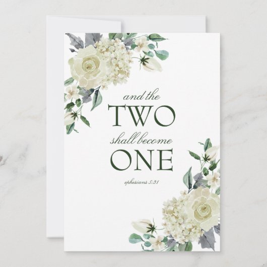 Megan Elegant Greenery White katholieke bruiloft Kaart (Achterkant)