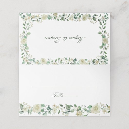 Megan Elegant groen wit bloemen bruiloft (Buitenkant ongevouwen)