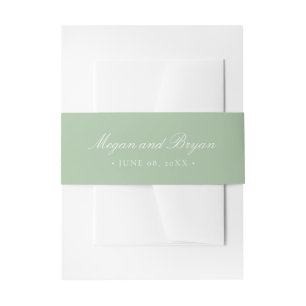 Megan Elegant Simple Sage Green Names Wedding Uitnodigingen Wikkel