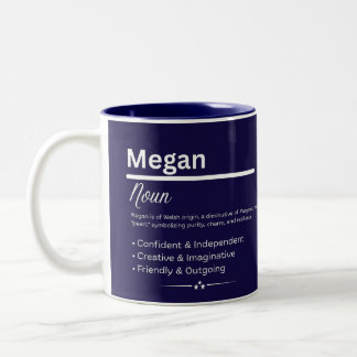 Megan, Girl Personalized Name Definition Mug Tweekleurige Koffiemok