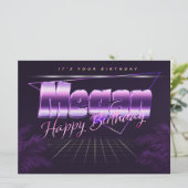 Megan Nom Prénom lila retro Carte Anniversaire (Debout devant)