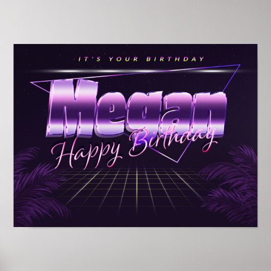 Megan Nom Vorname lila retro Poster Geburtstag (Devant)