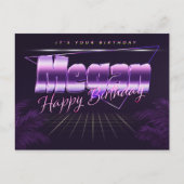 Megan prénom carte postale violette anniversaire (Devant)