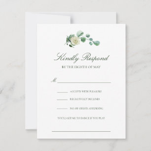 Megan Simple Elegant Song Request Wedding RSVP Kaartje