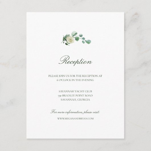 Megan Simple Greenery Wedding Reception Informatiekaartje (Voorkant)
