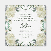 Megan White Floral Christian Wedding Favor Magnet (Devant)