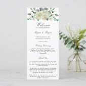 Megan White Floral Greenery Programme de mariage (Debout devant)