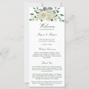 Megan White Floral Greenery Programme de mariage
