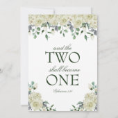 Megan White Roses & Greenery katholieke bruiloft Kaart (Achterkant)