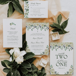 Megan White Roses & Greenery katholieke bruiloft Kaart