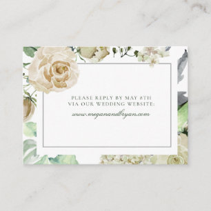 Megan White Roses Greenery Wedding Website RSVP Informatiekaartje
