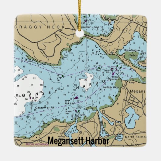 Megansett Harbour MA Nautical Chart Keramisch Ornament (Achterkant)