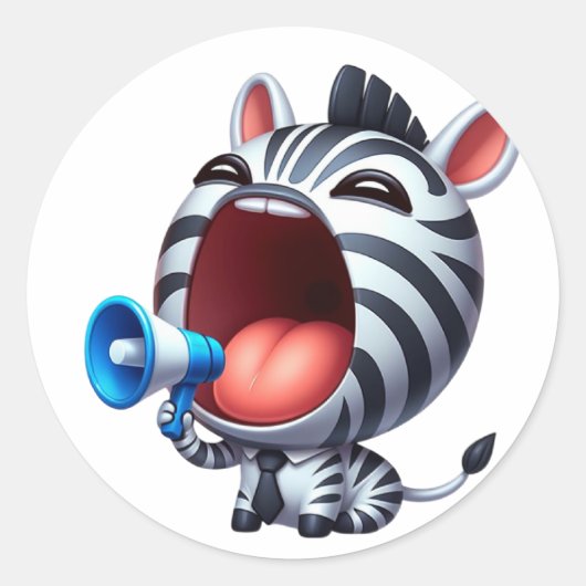 MegaPhone Schattigee Zebra Ronde Sticker (Voorkant)