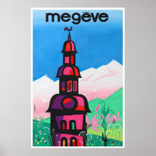 Megeve France Art Affiche de Voyage Française Impr