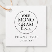 MEGHAN Monogram Boho Zwart Wit Huwelijk Dank u Bedankjes Labels (Voorkant)