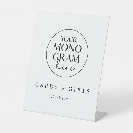 MEGHAN Monogram Minimale Trouwkaarten en Geschenke Reclamebord Met Voetstuk (Voorkant)