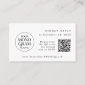 MEGHAN Monogram QR Zwart Wit Trouwen RSVP Kaarten (Voorkant)