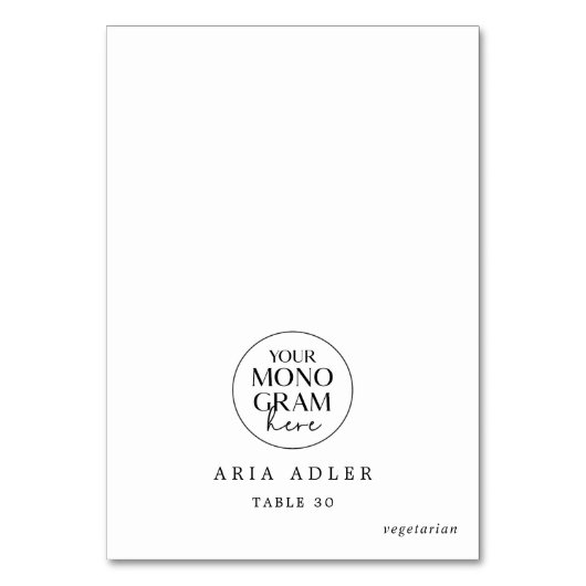 MEGHAN Monogram Zwart Wit Trouwplaats Kaarten (Voorkant)