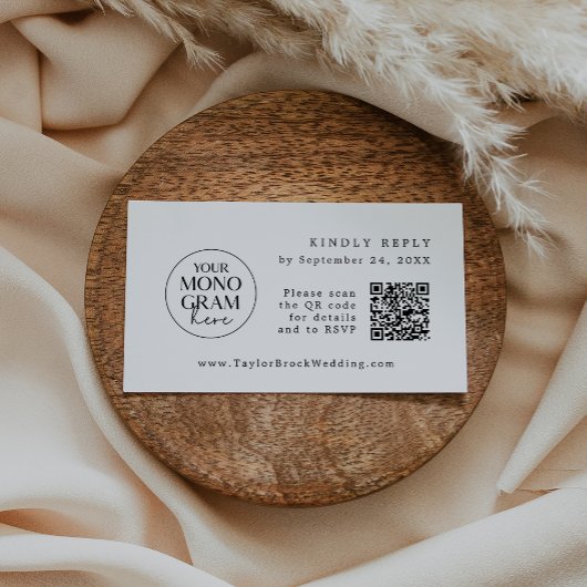 MEGHAN Monogramme QR Noir Blanc Mariage Cartes RSV