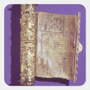 Megillah in een zilveren hoesje, Wenen, c.1715 Vierkante Sticker