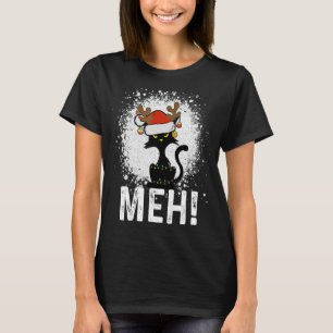 Meh Black Cat Kerstmis, grappige anticasat T-shirt