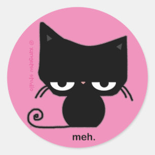 Meh Cat Sticker op Roze