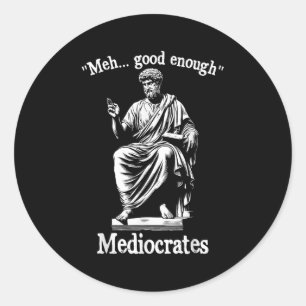 Meh Goed Genoeg Mediocrates Grappige Oude Griekse Ronde Sticker