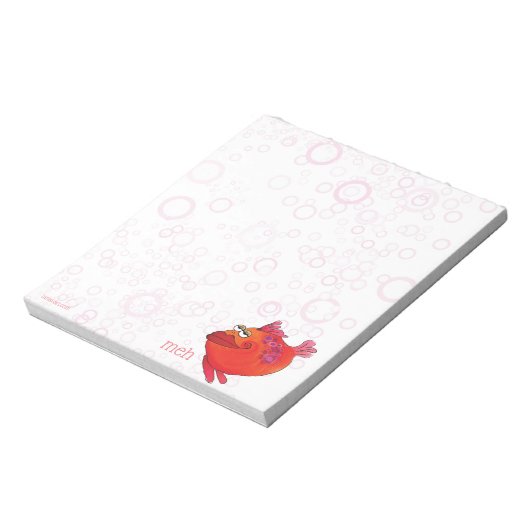 Meh Whimsical Fish Art in Red en Roze Notitieblok (Gedraaid)