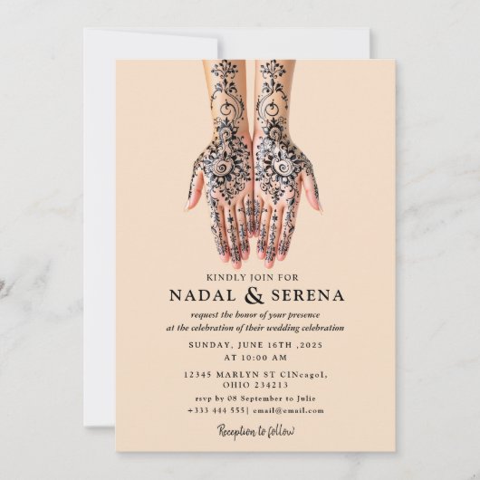 mehandi faire-part de mariage (Devant)