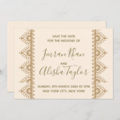 Mehendi Indian Wedding Save the date hamsa Henna (Voorkant / Achterkant)