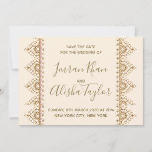 Mehendi Indian Wedding Save the date hamsa Henna