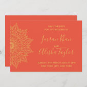 Mehendi Indian Wedding Save the date hamsa Henna (Voorkant / Achterkant)