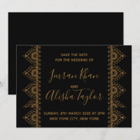 Mehendi Indian Wedding Save the date Uitnodiging