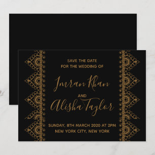 Mehendi Indian Wedding Save the date Uitnodiging