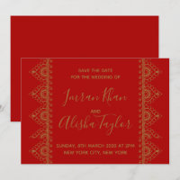 Mehendi Indian Wedding Save the date Uitnodiging