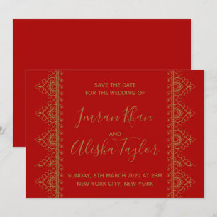 Mehendi Indian Wedding Save the date Uitnodiging