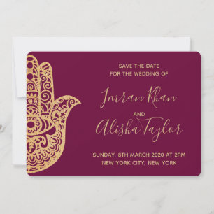 Mehendi Indiase Trouwdag Bewaar de datum hamsa Hen Save The Date