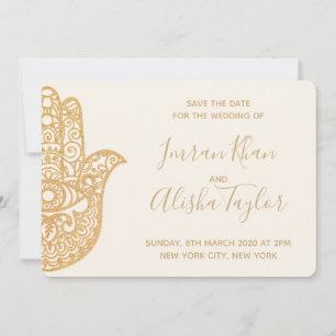 Mehendi Indiase Trouwdag Bewaar de datum hamsa Hen Save The Date