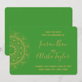 Mehendi Indiase Trouwdag reservering hamsa Henna Save The Date (Voorkant / Achterkant)