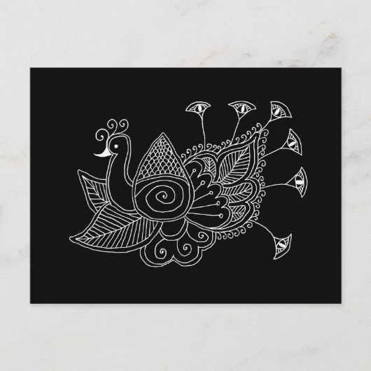 Mehendi Peacock Briefkaart (Voorkant)