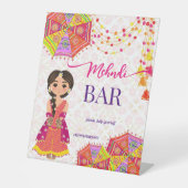 Mehndi bar schattig Indiase bruid paraplu tafel te Reclamebord Met Voetstuk (Voorkant)
