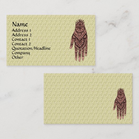 Mehndi Carte de visite de conception d'art de tato (Devant / Derrière)