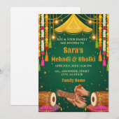 Mehndi & Dholki Night Invitation Template (Devant / Derrière)
