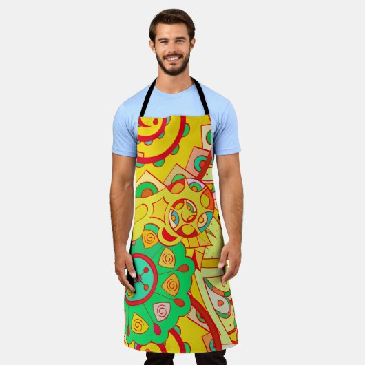 Mehndi Doodle: Kleurrijke etnische textuur. Schort (Gedragen)