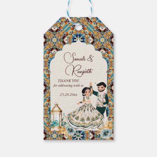 Mehndi en sangeet Indiase bruiloft gunst Cadeaulabel (Voorkant)