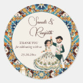 Mehndi en sangeet Indiase bruiloft gunst Ronde Sticker (Voorkant)