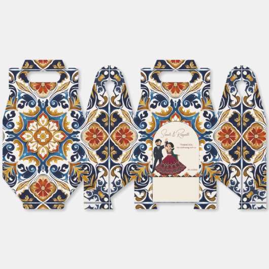 Mehndi en sangeet Indiase bruiloft gunsten op maat Bedankdoosjes (Ongevouwen)
