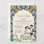 Mehndi et sangeet faire-part de mariage indienne (Devant)